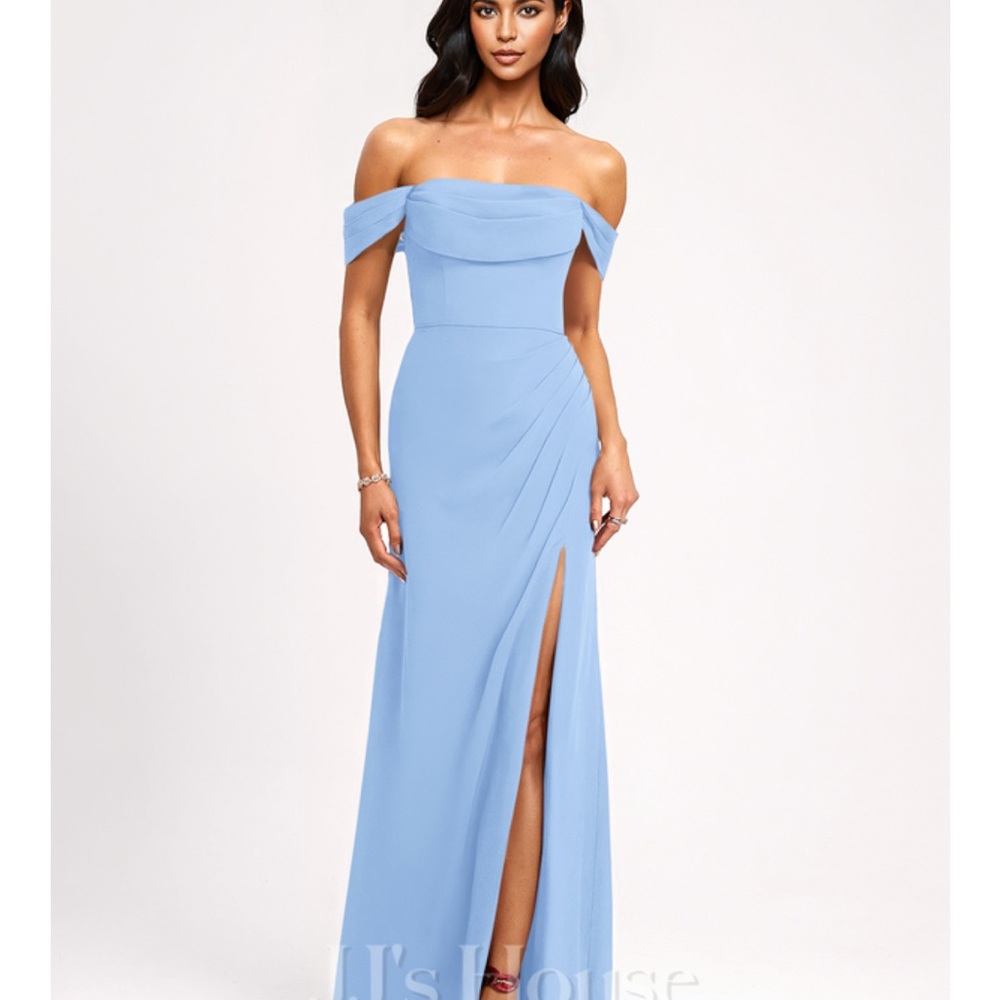 JJs House - A-line Square Floor-Length Chiffon, Light Blue *NEW WITH TAGS*